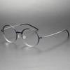 6523 Gafas Japonesas Hechas a Mano Diseño Sin Tornillos Nylon Retro Redondas Famosas en Internet Montura Grande Gafas Montura de Titanio