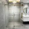 Artículo de exportación más vendido: Mampara de Bañera para Baño sin Marco con Puerta de Cristal Templado de 8 mm, Cabina de Ducha con Puerta Corredera Dorada
