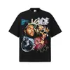 Camiseta de Manga Corta de Algodón Puro para Hombre con Estampado Retro Callejero Transpirable de Alta Precisión Cubito de Hielo Verano Top