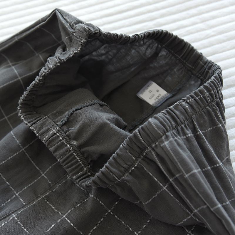 格子纱布短短套装