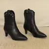 Botas para Mujer de Costura con Remaches para Comercio Exterior para Otoño e Invierno Botas Europeas y Americanas Botas de Tacón Alto Botas de Talla Grande 40 Botas de Jinete 48 Botas Cortas Nuevas