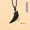 Colgante de Diente de Lobo de Obsidiana Natural al por Mayor para Hombres y Mujeres, Colgante de Collar Popular en Línea Protector del Año de Nacimiento de Parejas