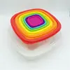 Cajas cuadradas para alimentos de colores para mantener la frescura, juego de 7 piezas de PP de grado alimenticio, exportación, fabricantes, venta al por mayor