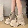 Botas Martin de suela gruesa para mujer, colección otoño 2026, botines retro estilo británico, botas de motociclista, botas que realzan la altura y estilizan