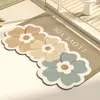 Alfombrilla de suelo floral de tierra de diatomeas estilo ins para baño/inodoro, absorbente de agua, secado rápido, resistente a la suciedad, antideslizante, alfombrilla suave para pies