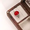 Anel de Borboleta de Liga Estilo Étnico Retrô Padrão Vazado Anel Aberto Feminino Ágata Sintética Cornalina Estilo Quente de Transmissão ao Vivo