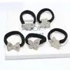 Anillo para el pelo de hebilla negra de alta elasticidad estilo coreano, aro de toalla negro grueso, cuerda para el pelo de cristal de diamante, accesorio para la cabeza, venta al por mayor
