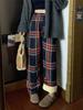 Pantalones Acolchados de Lana de Cordero para Mujer, Pantalones Gruesos Forrados de Polar, Otoño e Invierno, Estilo Coreano, Cintura Alta, Adelgazantes, Pierna Ancha, Pantalones Casuales Vintage