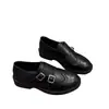 Mocassins Pretos Retrô para Mulheres, Novo Estilo Primavera 2026, Sapatilhas Versáteis com Fivela de Cinto, Sapatos de Couro Baixo Salto Estilo Britânico