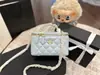 Bolsa de Maquillaje Estilo Chanel para Principios de Primavera con Patrón Acolchado, Correa de Hombro con Cadena, Bolso Caja Cruzado para Mujer, Mini Bolsa de Maquillaje