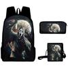 2024 Impresión Digital 3D Transfronteriza Nuevo Producto Mochila de Halloween Bolso Escolar Bolso de Hombro Infantil Estuche para Lápices Set de Tres Piezas