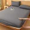 Conjunto de lençóis de cor sólida, camada única, lavável à máquina, algodão original, tecido grosso (tamanho individual ou duplo), adequado para dormitórios, conjunto de três peças, disponível para dropshipping internacional