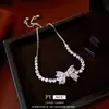 Pulsera Ajustable con Colgante de Lazo de Circonita Estilo Francés, Pulsera Versátil Simple y de Moda, Joyería de Lujo Ligero y de Alta Gama para Mujeres