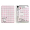 Design de coelho Miffy xadrez rosa, adequado para capa de tablet iPad Air 7/6, suporte giratório mini, versão Pro com compartimento para caneta