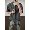 Estilo transfronterizo estética old money patrón de espina de pescado camisa de manga corta para hombre verano retro americano casual camisa de manga corta chaqueta cárdigan