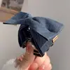 Horquilla de tela vaquera para mujer, con lazo de moda, para la espalda, con forma de tiburón grande