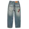 Z1168-niños Yang tempranos primavera 2024 nuevo bolsillo trasero bordado jeans de moda niños medianos y grandes pantalones largos moda