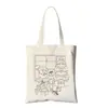 Bolsa de Lona para Colorir de Natal Infantil DIY Pintada à Mão Bolsa de Lona de Mão Conjunto Bolsa de Algodão de Ombro Único Logo Impresso
