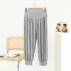 Pantalones casuales para casa de mujer de 3/4 de largo, modal fino de verano de corte holgado, ropa de estar para primavera/verano, adecuados para actividades en interiores y exteriores, pantalones de yoga con cordón