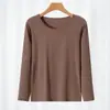 Camiseta de Manga Larga Modal Suave Transpirable Ajustada para Primavera y Otoño Top para Mujer Camiseta Ajustada Cuello Redondo Ropa de Otoño