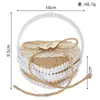 Caja de Anillo de Boda Estilo Europeo Portaanillos de Lino Caja de Almacenamiento de Anillos para Novios Caja Portátil de Anillos para Dama de Flor