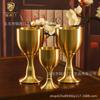 Copa de Vino Alta Pequeña de Latón Juego de Vino Copa de Cobre Copa de Vino para Banquete para Taza de Té Copa de Agua Bendita Juego de Vino Decoración Adornos Venta al por Mayor