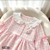 Nuevo Vestido Lindo de Princesa Estilo Coreano con Bordado Dulce y Encaje en el Cuello para Niñas de Primavera/Otoño