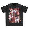 LAZADA Comércio Exterior Personagens Estampados, T-shirt de manga curta, Hip-hop Lavado, Velho Europeu e Americano, Retro Masculino, High Street Verão, Cross-border