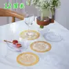 Porta-copos cinzeiro redondo de PVC estilo europeu com estampa dourada 12cm, base para tigela doméstica, base para vaso, base anti-queimadura e isolante térmico