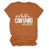 PROBABLEMENTE CONTIENE Camiseta de manga corta con cuello redondo simple y casual para mujer de Amazon eBay sitio independiente para comercio exterior
