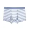Ropa interior de seda helada sin costuras para hombre, calzoncillos tipo bóxer de malla a rayas transpirables de verano finos antibacterianos para hombre