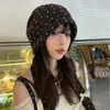 Gorro Oversized de Bolinhas Estilo Coreano para Mulheres, Conjunto Versátil Elegante de Chapéu Pulôver e Cachecol Doce e Descolado para Outono, Afina o Rosto