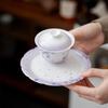 Moji Cerámica Pintado a Mano Bajo Esmalte Color Flor Boca Soporte para Maceta Tetera Doméstica Bandeja Inferior Bandeja Seca para Burbujas Accesorios para Ceremonia del Té Bandeja de Té