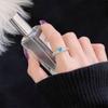 Anillo abierto de circonita aguamarina de color aguamarina, nuevo nicho transfronterizo, de lujo, ligero y de alta gama, joyería sencilla y combinable para mujer.