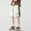Shorts Patchwork Bordado de Urso Estilo Chinês Moderno para Homens, Verão 2025 Finos Soltos Versáteis Casuais Esportivos Comprimento no Joelho