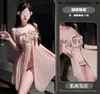 Lencería Erótica Gato Nocturno, Transparente Lazos Estética Estilo Francés Ligero Sexy Vestido de Noche, Escote en V Profundo Vestido Atrevido