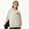 Sudadera de Algodón Pesado para Parejas, Corte Holgado, Cuello Redondo, Sin Capucha, Pulóver, Versátil, Cálida, Prenda Superior Estampada para Otoño e Invierno