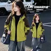 Chaqueta de Trabajo con Bloques de Color y Capucha para Niñas de Primavera y Otoño para Niños Medianos y Grandes Chaqueta Cálida Casual Nueva Moda Cálida Top de Moda