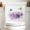 MS8559-NH Pegatinas de pared autoadhesivas decorativas para baño con diseño de mariposa y flores moradas en estilo acuarela realista