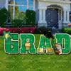 Placa de gramado popular para a temporada de formaturas de 2027, placa de gramado com tema de festa GRAD com glitter preto, placa de jardim