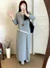 Conjunto de dos piezas (top y falda) para mujer talla grande, colección otoño 2026, para mujeres con curvas, con un diseño asimétrico y casual