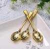 Colher pequena descartável dourada de 12,9 cm, colher de plástico ouro rosa, colher de sobremesa, colher de pudim, colher de sorvete, garfo de sobremesa, colher