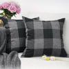 Funda de almohada más vendida de Amazon, Estilo geométrico de lino, Funda de almohada a cuadros blanco y negro, Funda de cojín de regalo, Funda de almohada, Funda de cojín