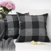 Funda de Almohada Cuadros Geométricos de Moda Transfronteriza Funda de Cojín Simple de Lino Cuadros Blanco y Negro Funda de Cojín de Regalo Funda de Almohada