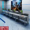 Mesa com Duto de Ar para Dissipação de Calor Estilo Esports para Lan House com Interface de Braço Articulado Fechadura Antifurto Mesa para Hotel Esports Multiusuário com Compartimento Inferior