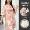 Popular de alta qualidade luxo leve estiloso seda gelada vestido camisa pijama feminino verão novo luxuoso roupão de dormir roupa de casa conjunto fino