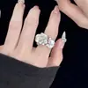 Nuevo Anillo de Orquídea Phalaenopsis Estilo Chino con Diamantes Brillantes para Mujer, Elegante y Fresco, Anillo de Flor Ajustable con Diamantes