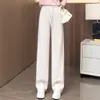Pantalones anchos de cordón hechos a medida para mujer, primavera y otoño, de cintura alta, fluidos, holgados, corte recto, casual, versátiles, adelgazantes, largos