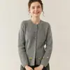 Suéter Nuevo de Cachemir Puro para Mujer Otoño e Invierno Grueso Cuello Redondo Cardigan Delgado Chaqueta Cálida Flores Bordadas a Mano Tejido Suave y Ceroso