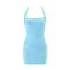 Estilo Veraniego Ins Transfronterizo Color Sólido Dulce Ajustado Sexy Top Tubo con Cuello Halter Vestido Corto de Nicho para Mujer Venta al por Mayor